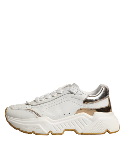 Dolce & Gabbana White Gold Daymaster Low Top Sneakers Shoes