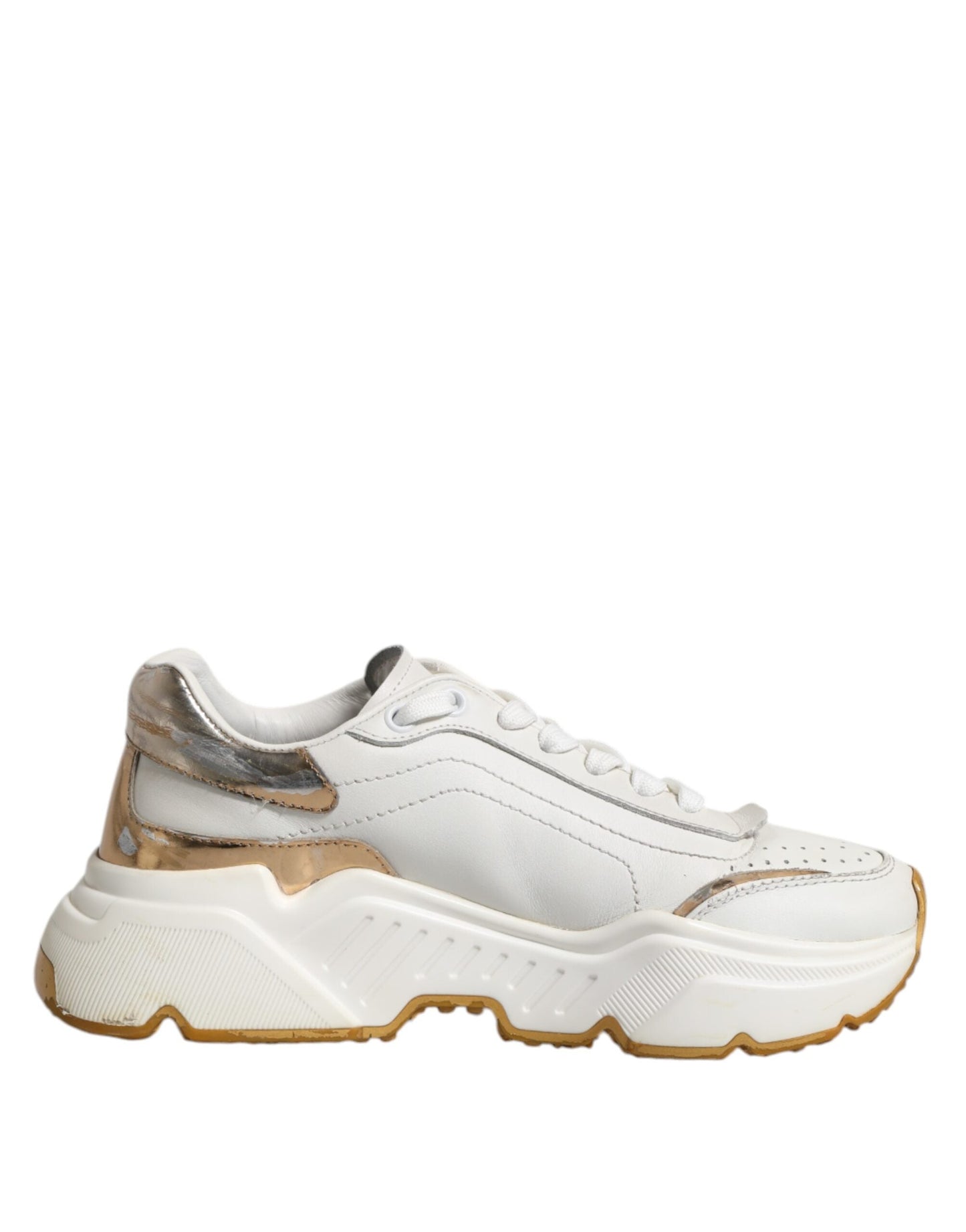 Dolce & Gabbana White Gold Daymaster Low Top Sneakers Shoes