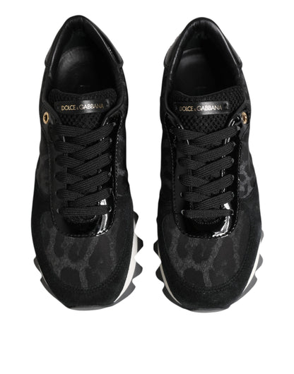 Dolce & Gabbana Black Gray Leopard Low Top Sneakers Shoes