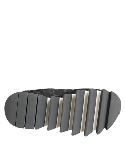 Dolce & Gabbana Black Gray Leopard Low Top Sneakers Shoes