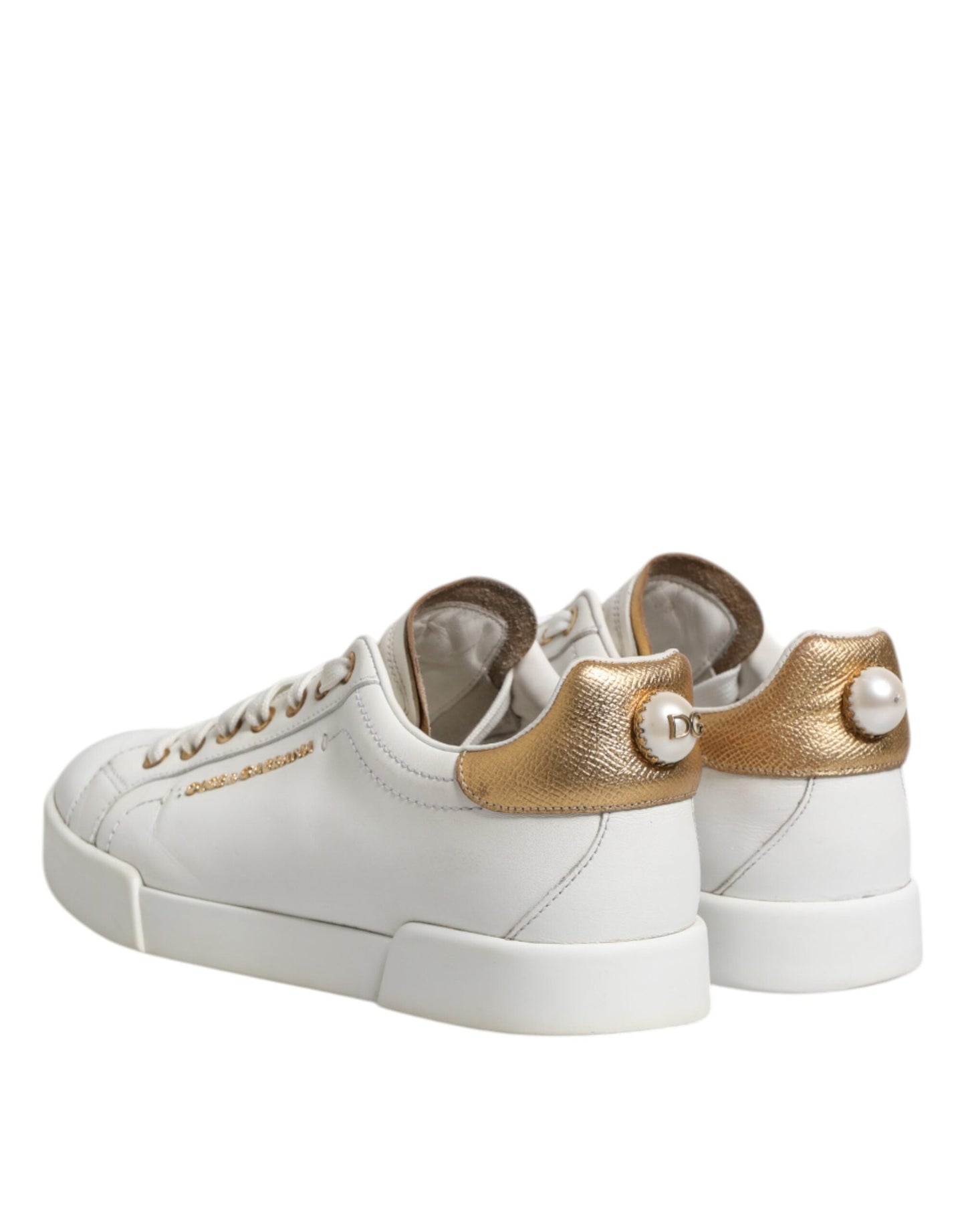 Dolce & Gabbana White Leather Low Top Women Sneakers Shoes