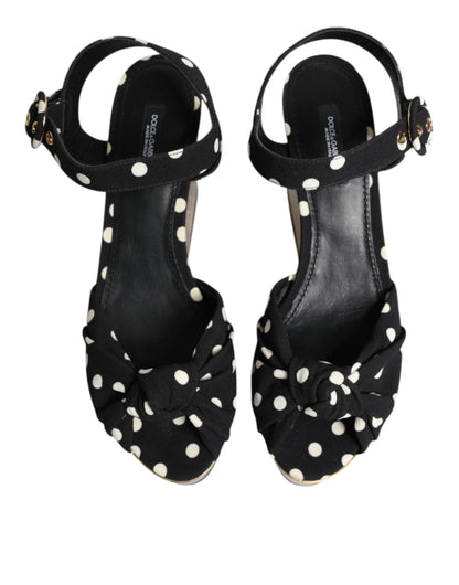 Dolce & Gabbana Multicolor Fish Polka Dot Wedge Sandals Shoes