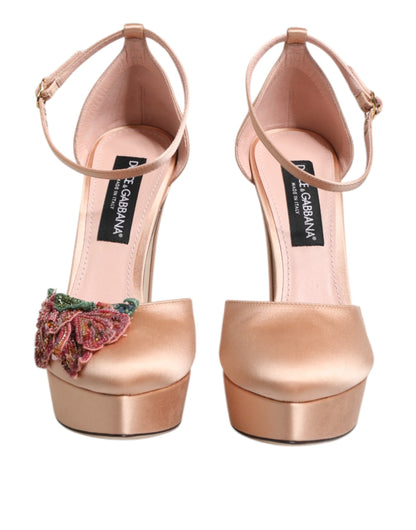 Dolce & Gabbana Pink Block Heels Ankle Strap Sandals Shoes