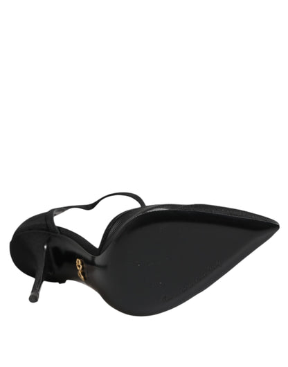 Dolce & Gabbana Black Mesh T-strap Stiletto High Heels Shoes