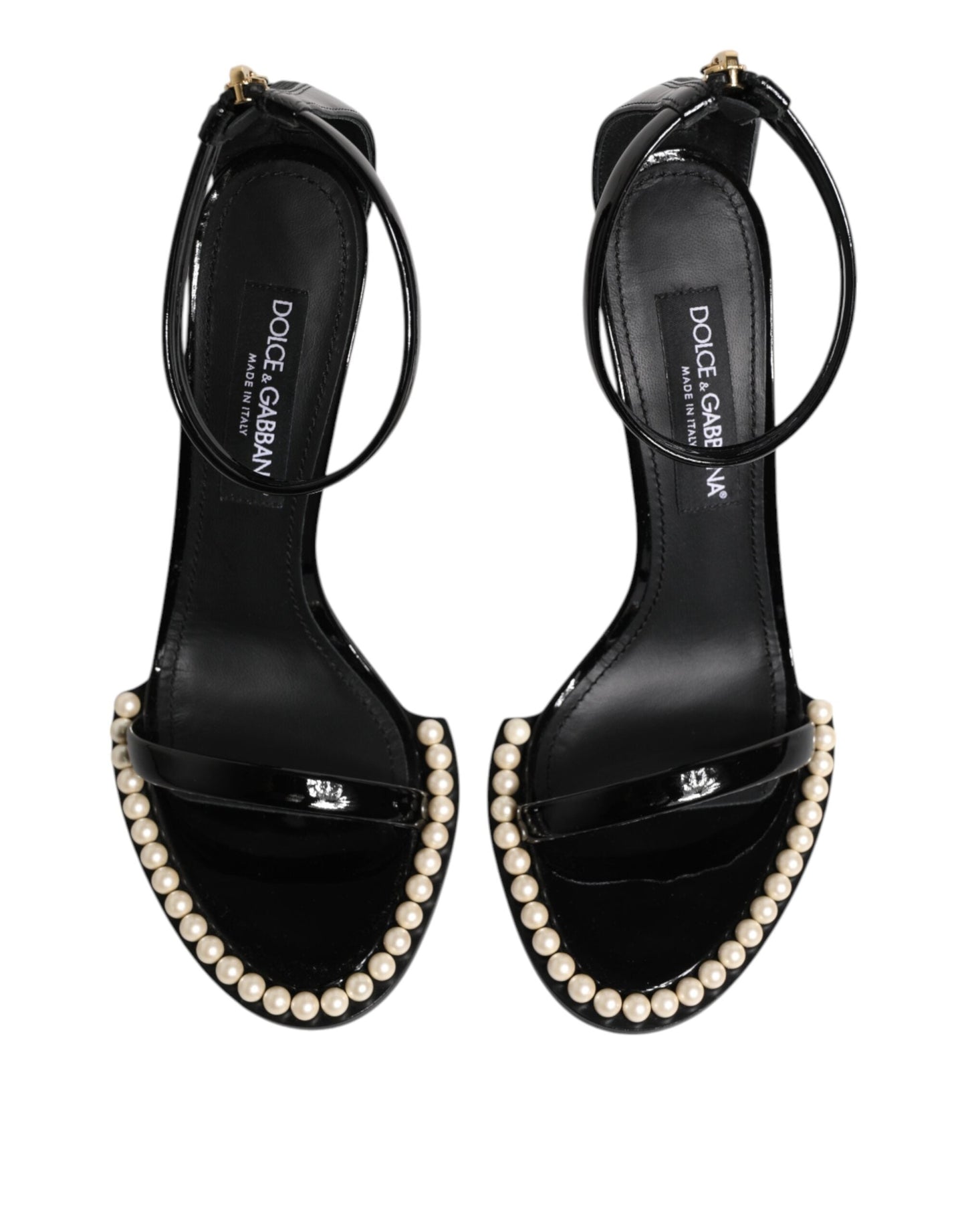 Dolce & Gabbana Black KEIRA Pearl Embellished Sandals Shoes