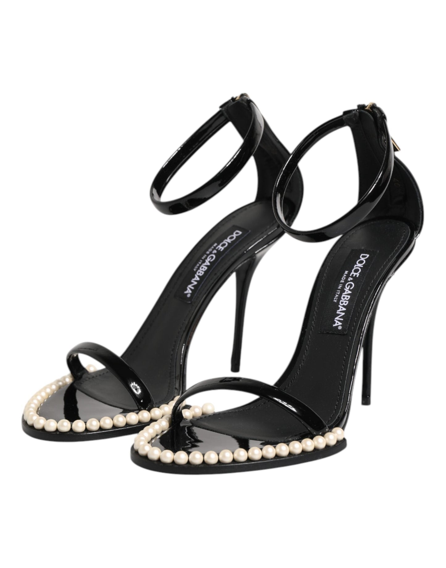 Dolce & Gabbana Black KEIRA Pearl Embellished Sandals Shoes