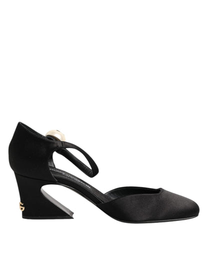 Dolce & Gabbana Black Leather Logo Ankle Strap Sandals Shoes