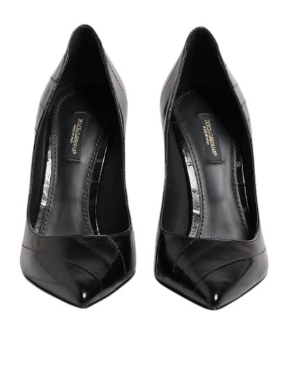 Dolce & Gabbana Black Leather Stiletto High Heels Pumps Shoes