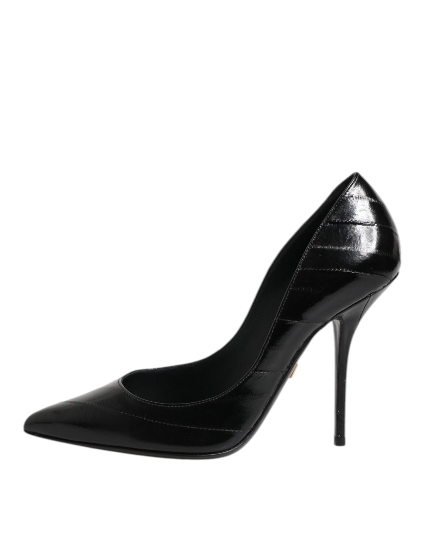 Dolce & Gabbana Black Leather Stiletto High Heels Pumps Shoes