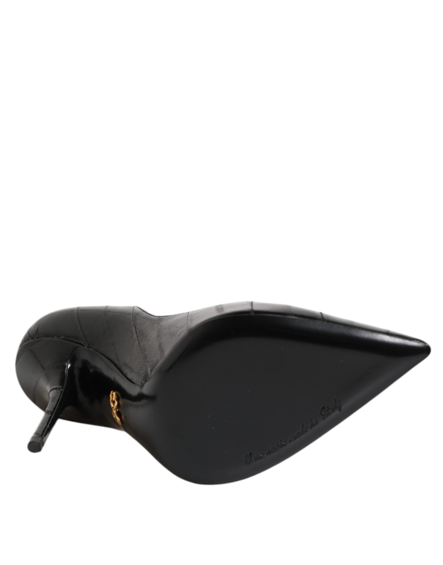 Dolce & Gabbana Black Leather Stiletto High Heels Pumps Shoes