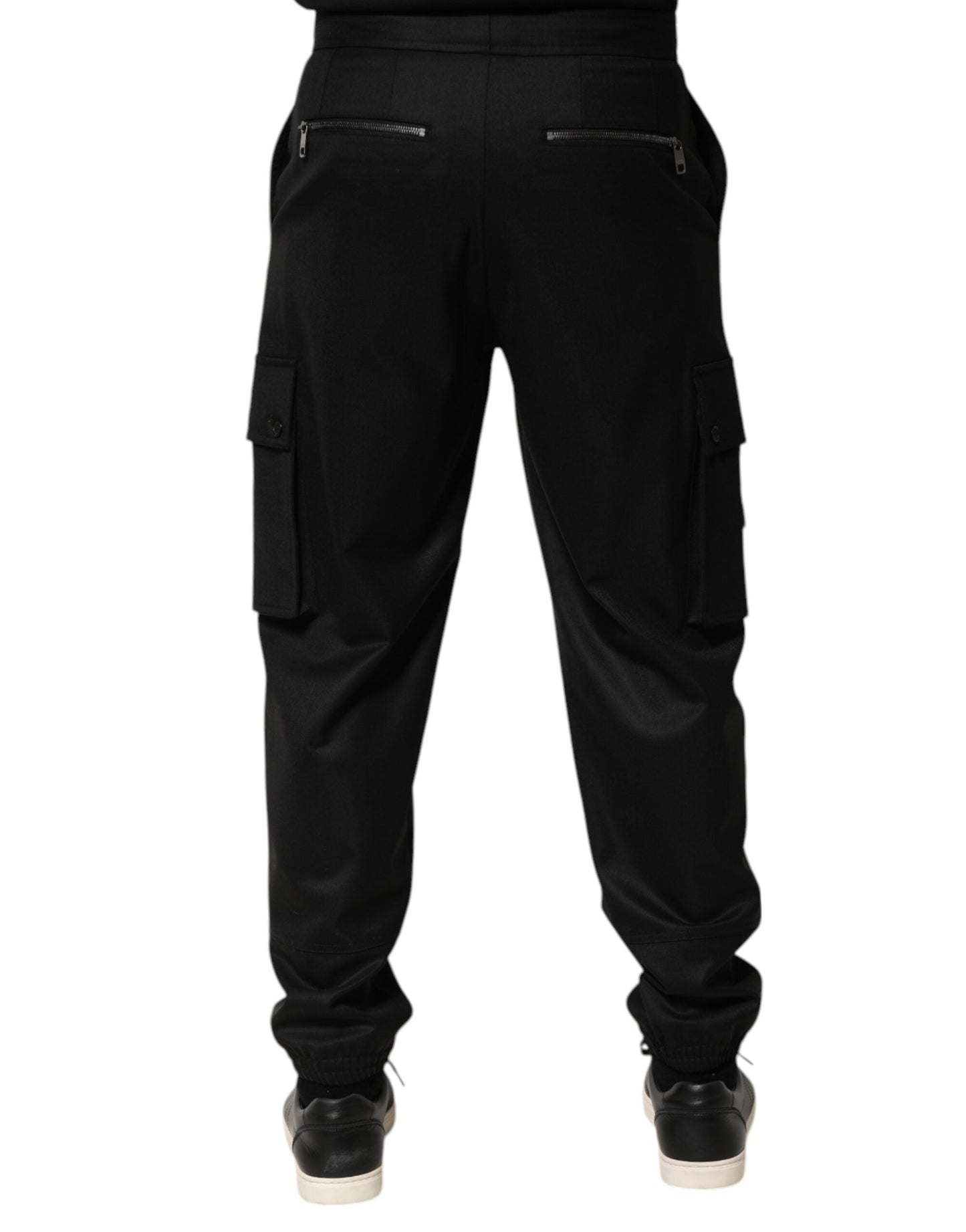 Dolce & Gabbana Solid Black Cargo Jogger Men Sweatpants Pants