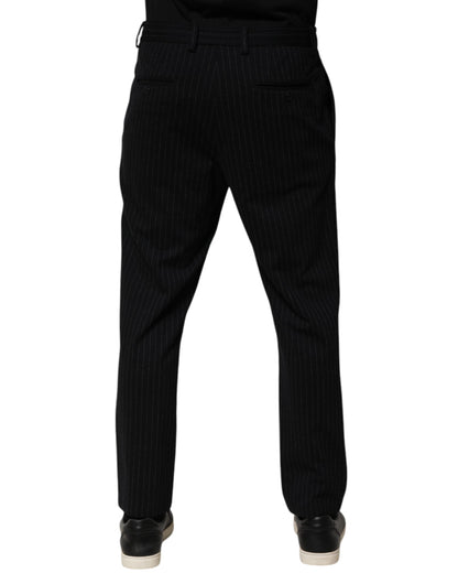 Dolce & Gabbana Black Stripes Viscose Skinny Dress Men Pants