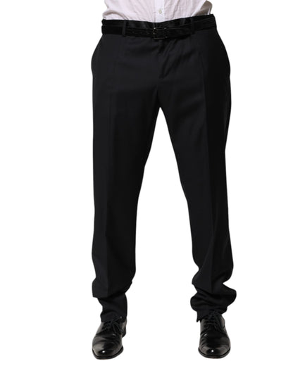 Dolce & Gabbana Black Wool Men Formal Dress Trouser Pants