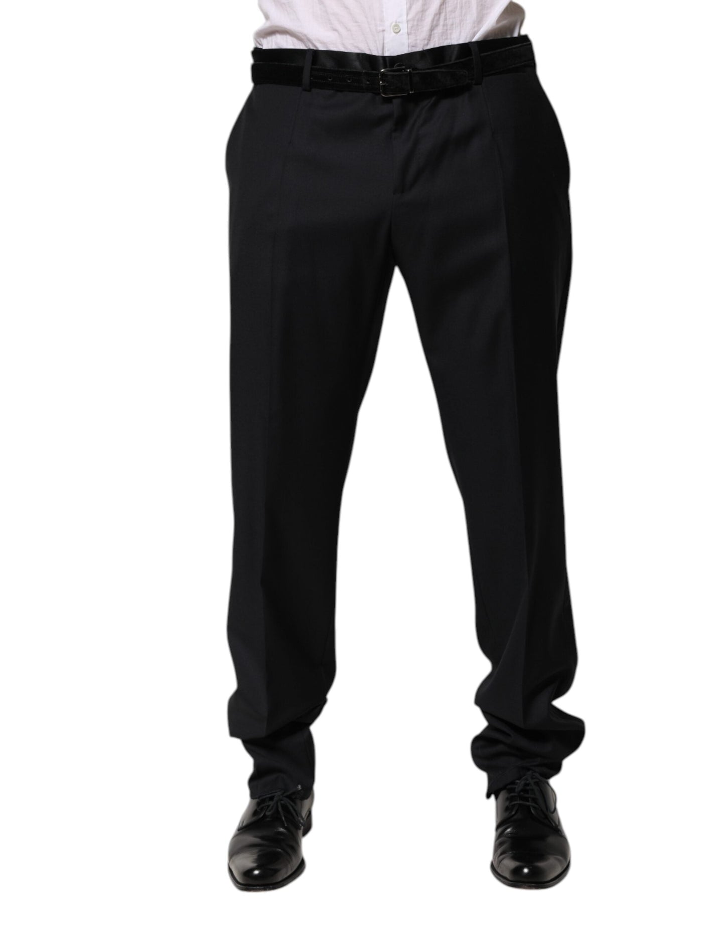 Dolce & Gabbana Black Wool Men Formal Dress Trouser Pants
