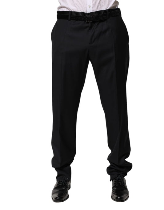 Dolce & Gabbana Black Wool Men Formal Dress Trouser Pants