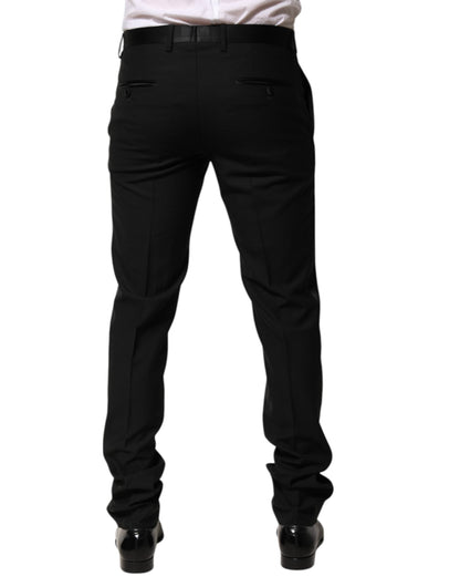 Dolce & Gabbana Black Wool Tapered Formal Men Dress Pants