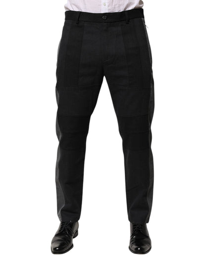 Dolce & Gabbana Black Gray Cotton Dress Formal Trouser Pants