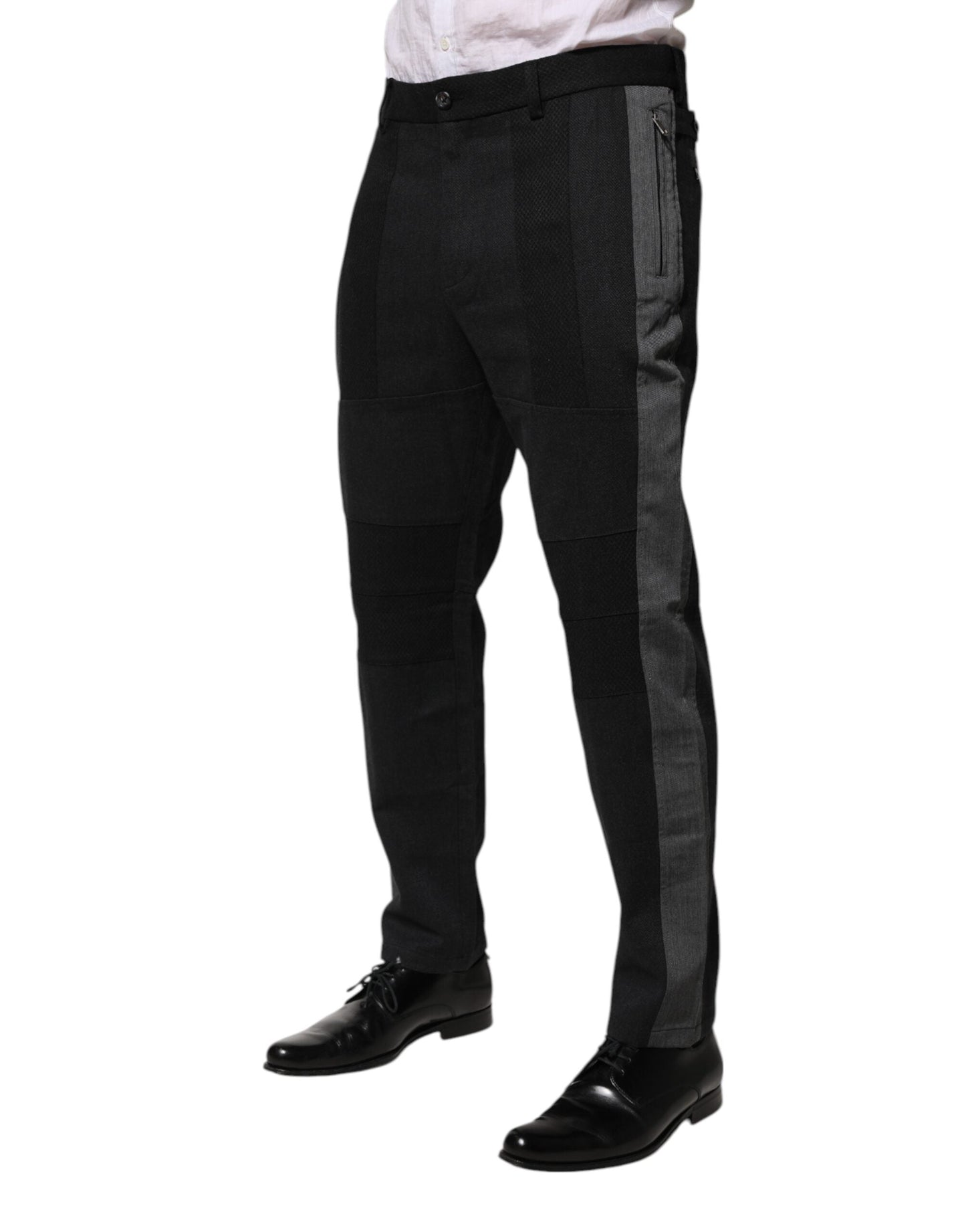 Dolce & Gabbana Black Gray Cotton Dress Formal Trouser Pants
