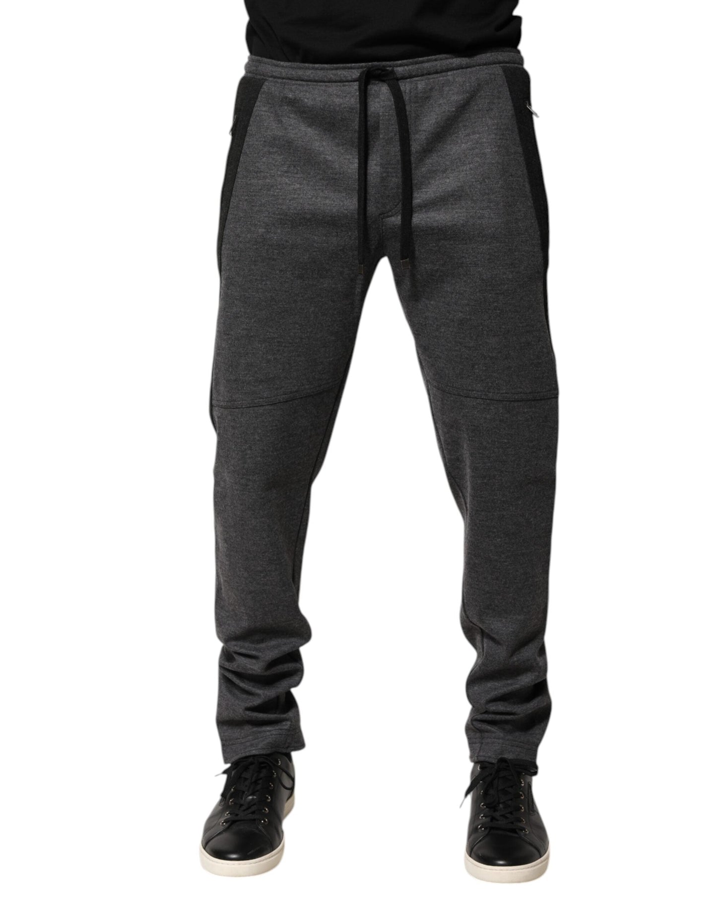 Dolce & Gabbana Gray Black Wool Blend Jogger Sweatpants  Pants