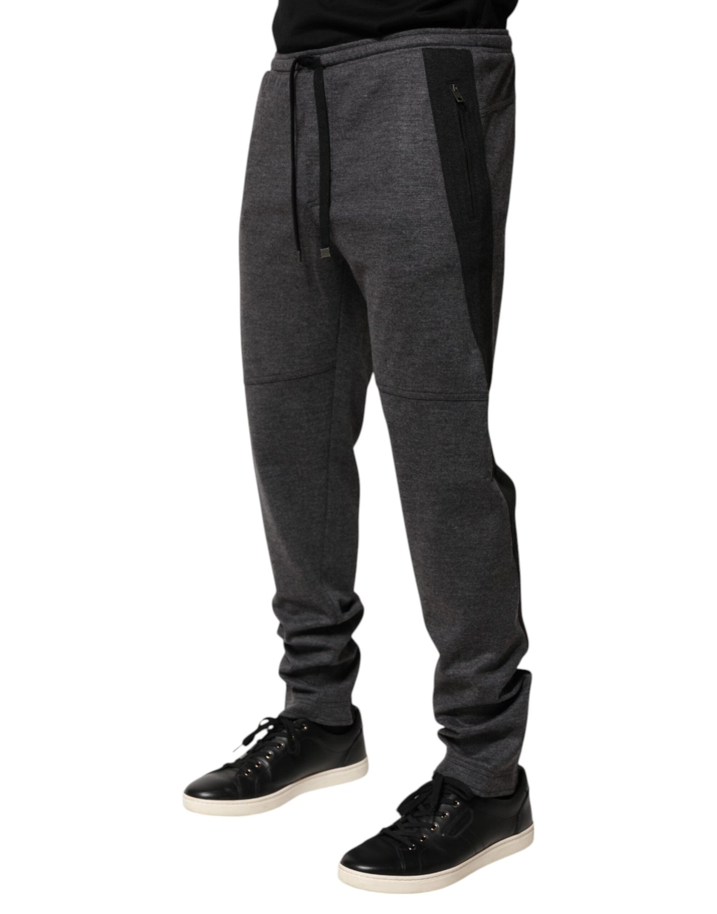Dolce & Gabbana Gray Black Wool Blend Jogger Sweatpants  Pants