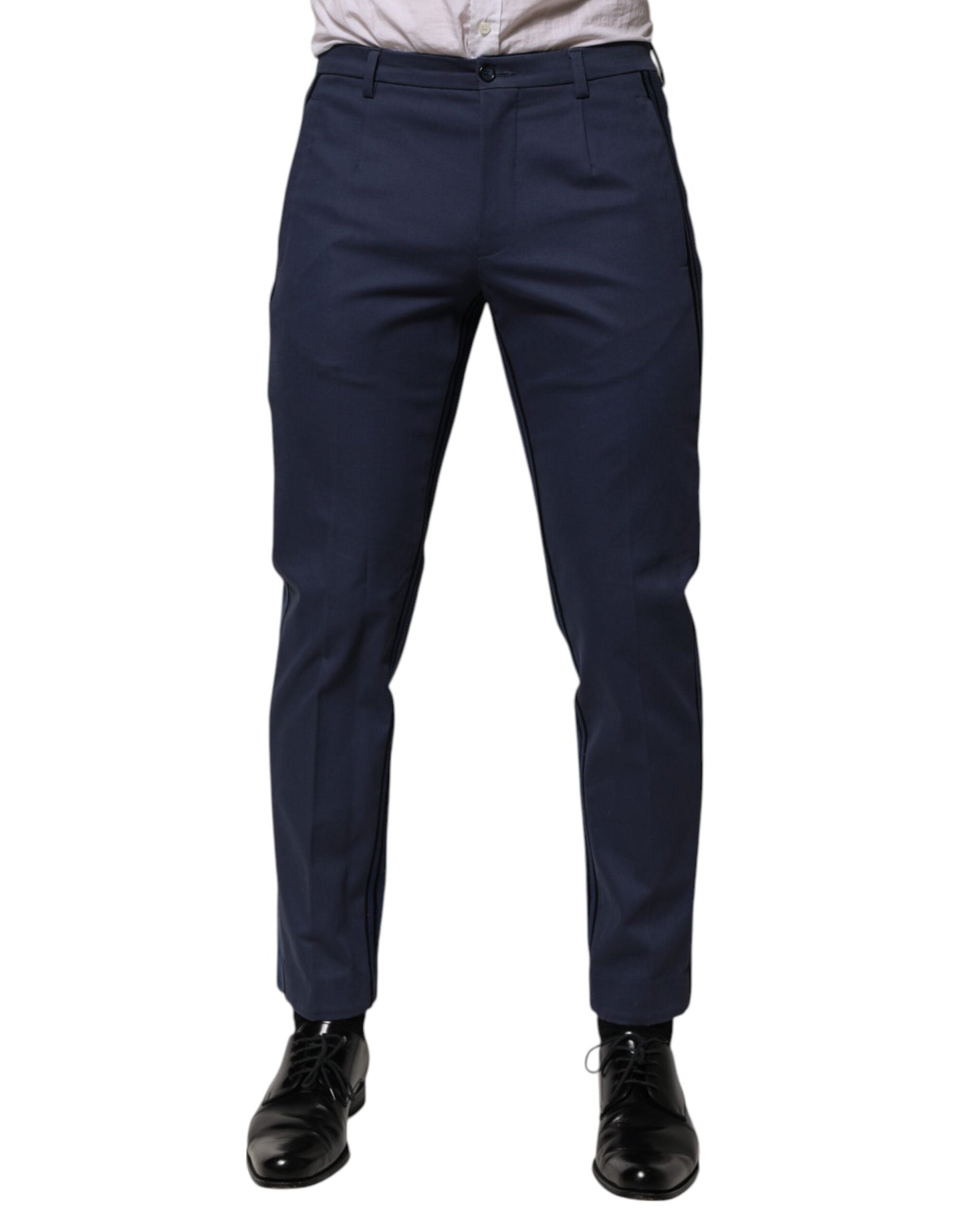 Dolce & Gabbana Blue Cotton Tapered Men Formal Trousers Pants