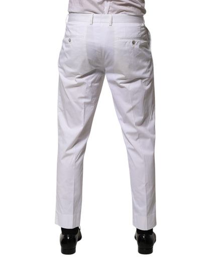 Dolce & Gabbana White Cotton Dress Slim Formal Trouser Pants