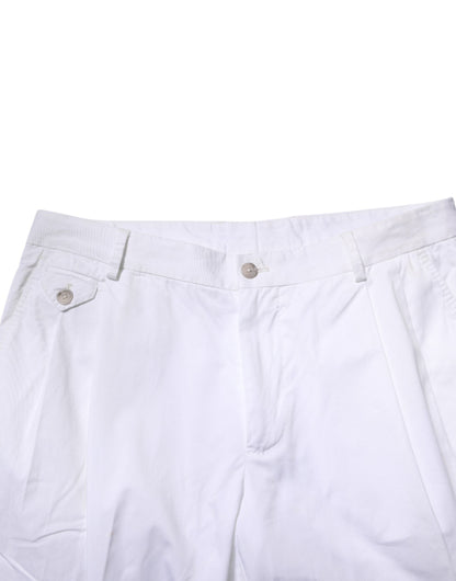 Dolce & Gabbana White Cotton Dress Slim Formal Trouser Pants