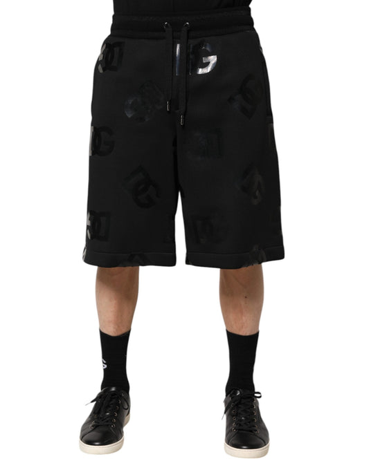 Dolce & Gabbana Black Logo Cotton Bermuda Sweatshorts Shorts