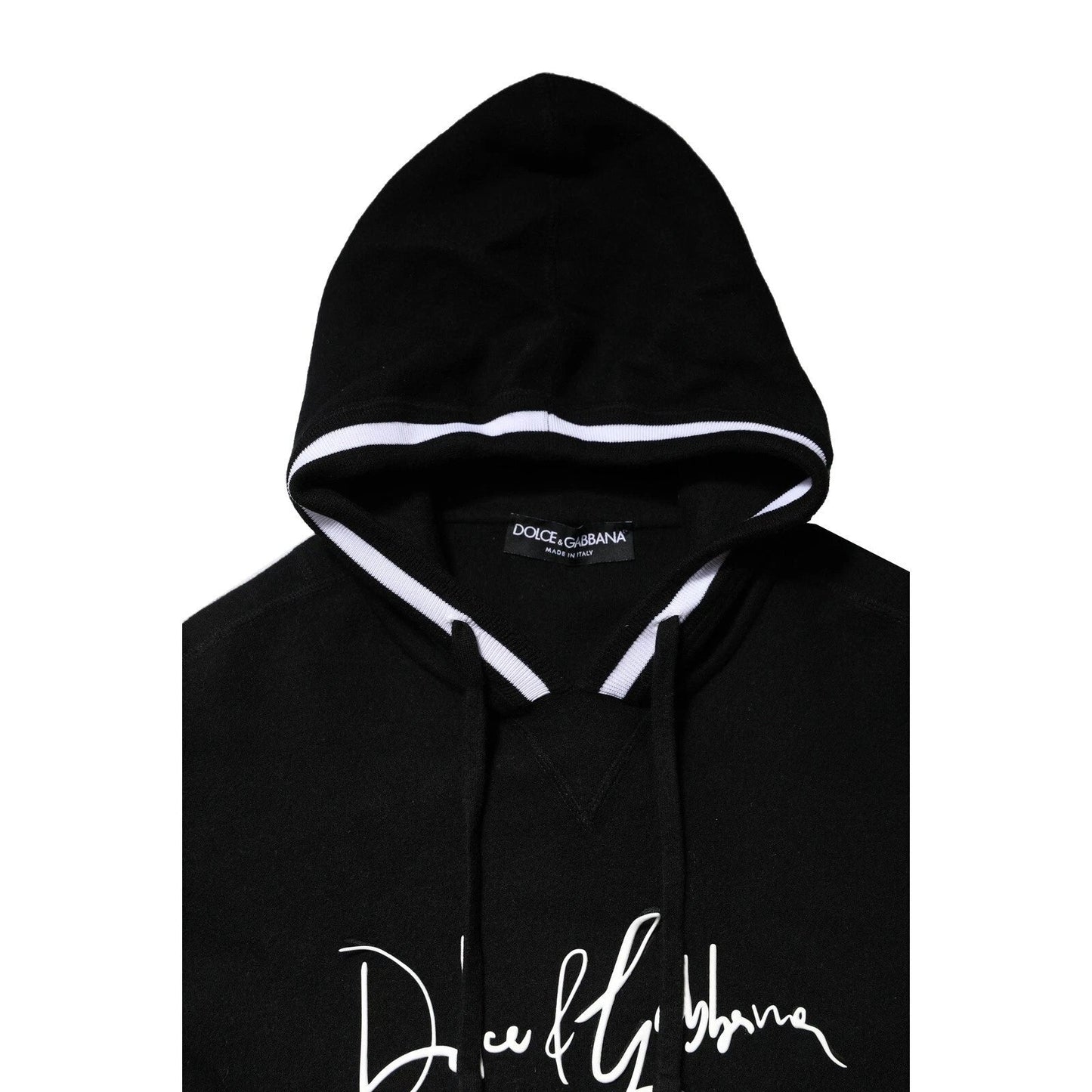 Dolce & Gabbana Black Hooded Logo Print Sweatshirt Sweater