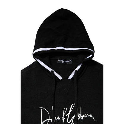 Dolce & Gabbana Black Hooded Logo Print Sweatshirt Sweater