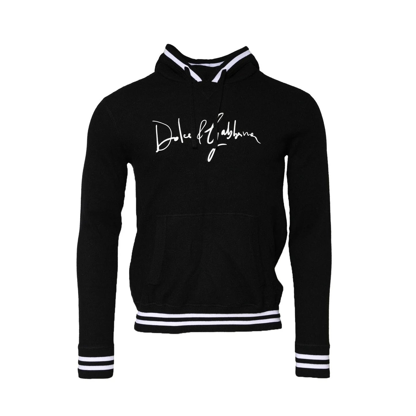 Dolce & Gabbana Black Hooded Logo Print Sweatshirt Sweater