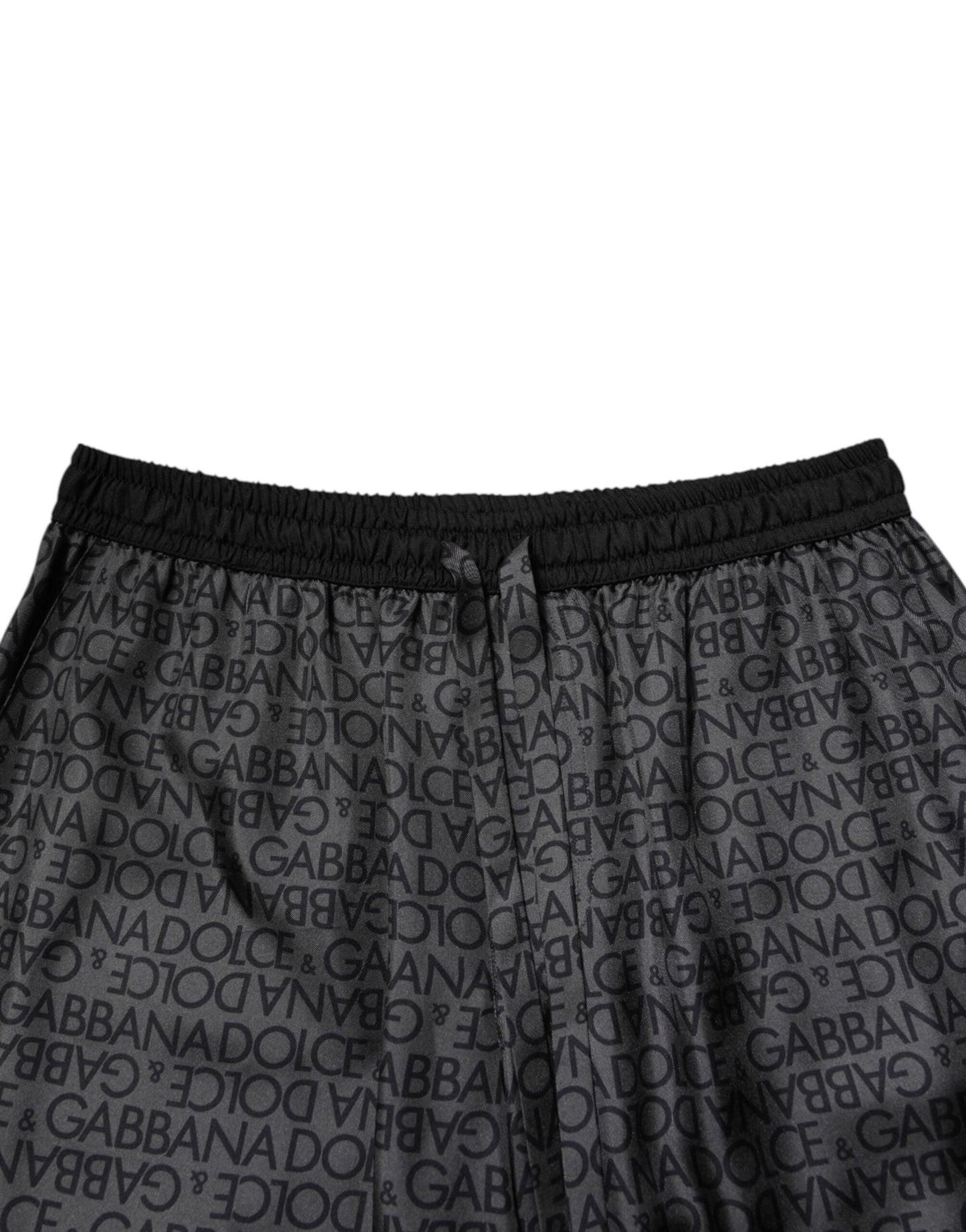 Dolce & Gabbana Gray Black Silk DG Logo Men Bermuda Shorts