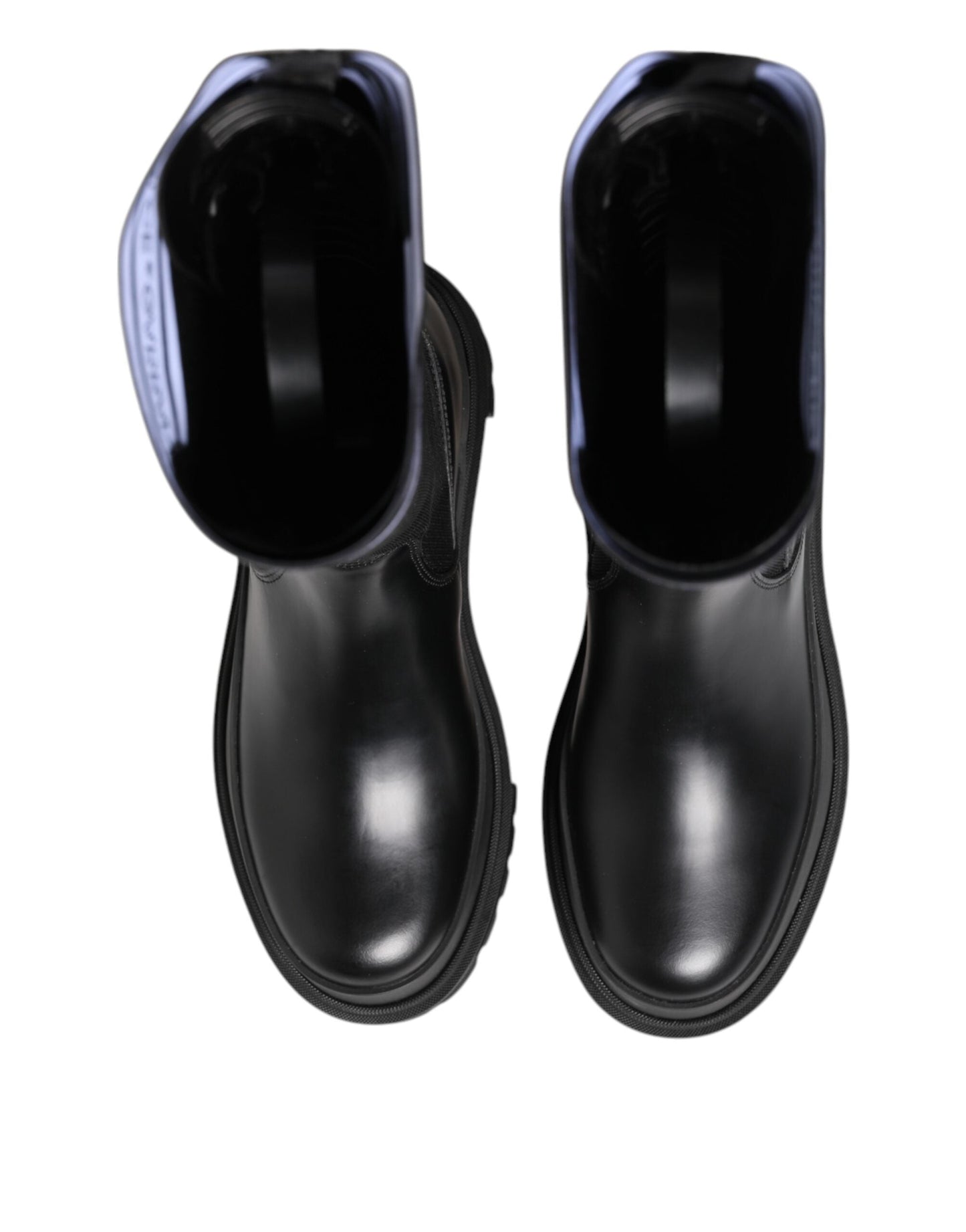 Dolce & Gabbana Black White Polyester Socks High Boots Shoes