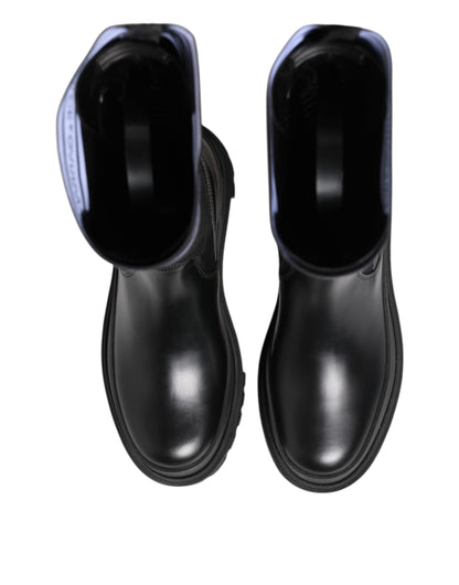 Dolce & Gabbana Black White Polyester Socks High Boots Shoes