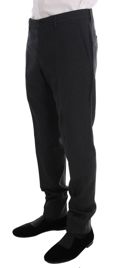 Dolce & Gabbana Gray Patterned Wool 3 Piece Slim Suit