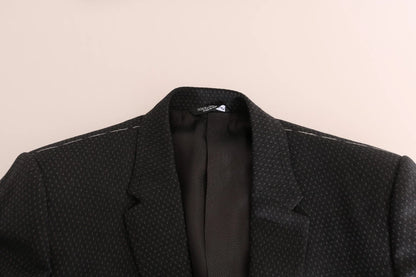 Dolce & Gabbana Gray Patterned Wool 3 Piece Slim Suit