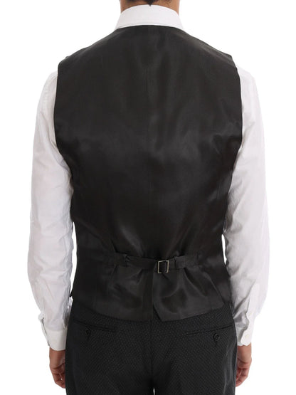 Dolce & Gabbana Gray Patterned Wool 3 Piece Slim Suit