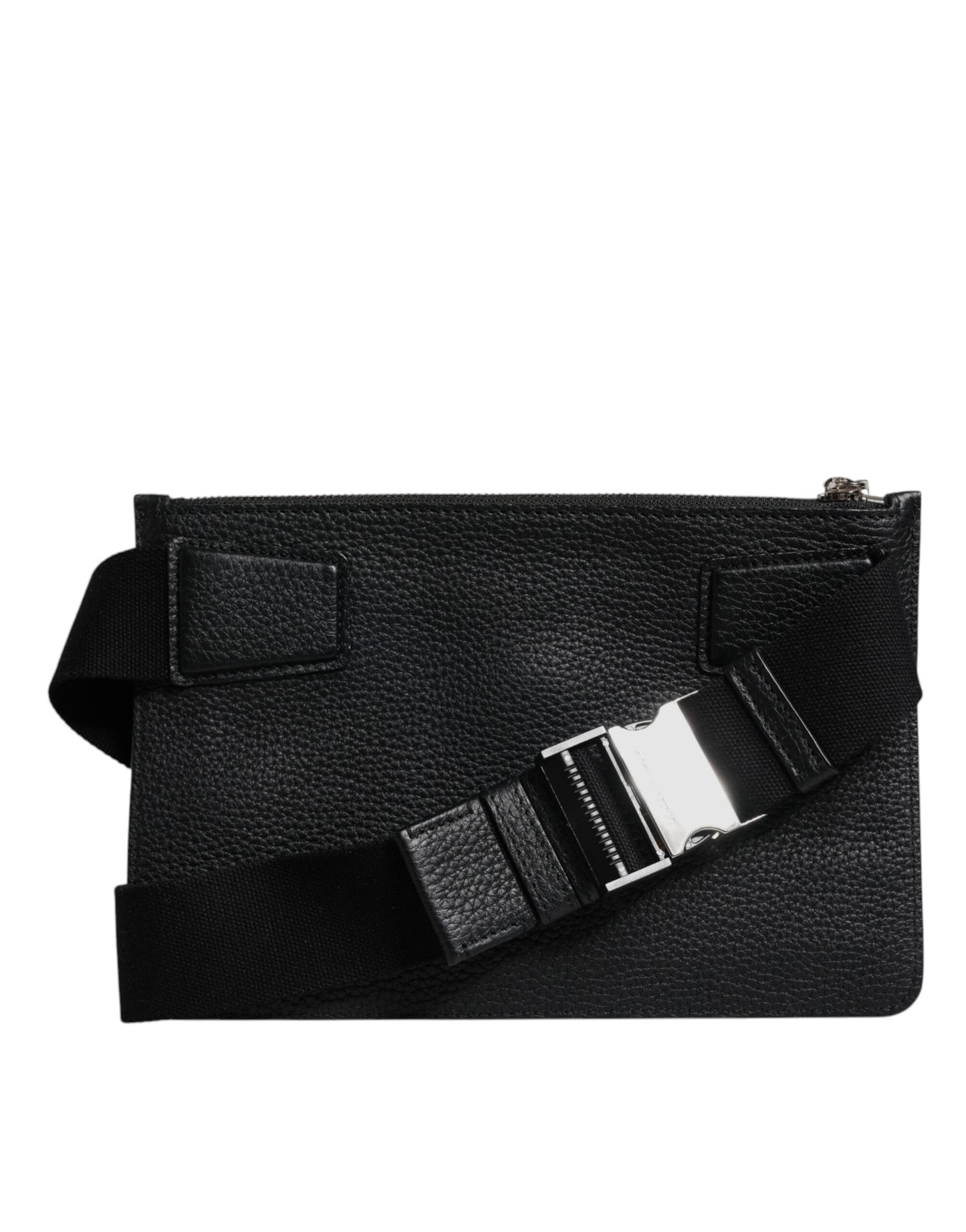 Dolce & Gabbana Black Leather Logo Embossed Waist Fanny Pack Bag