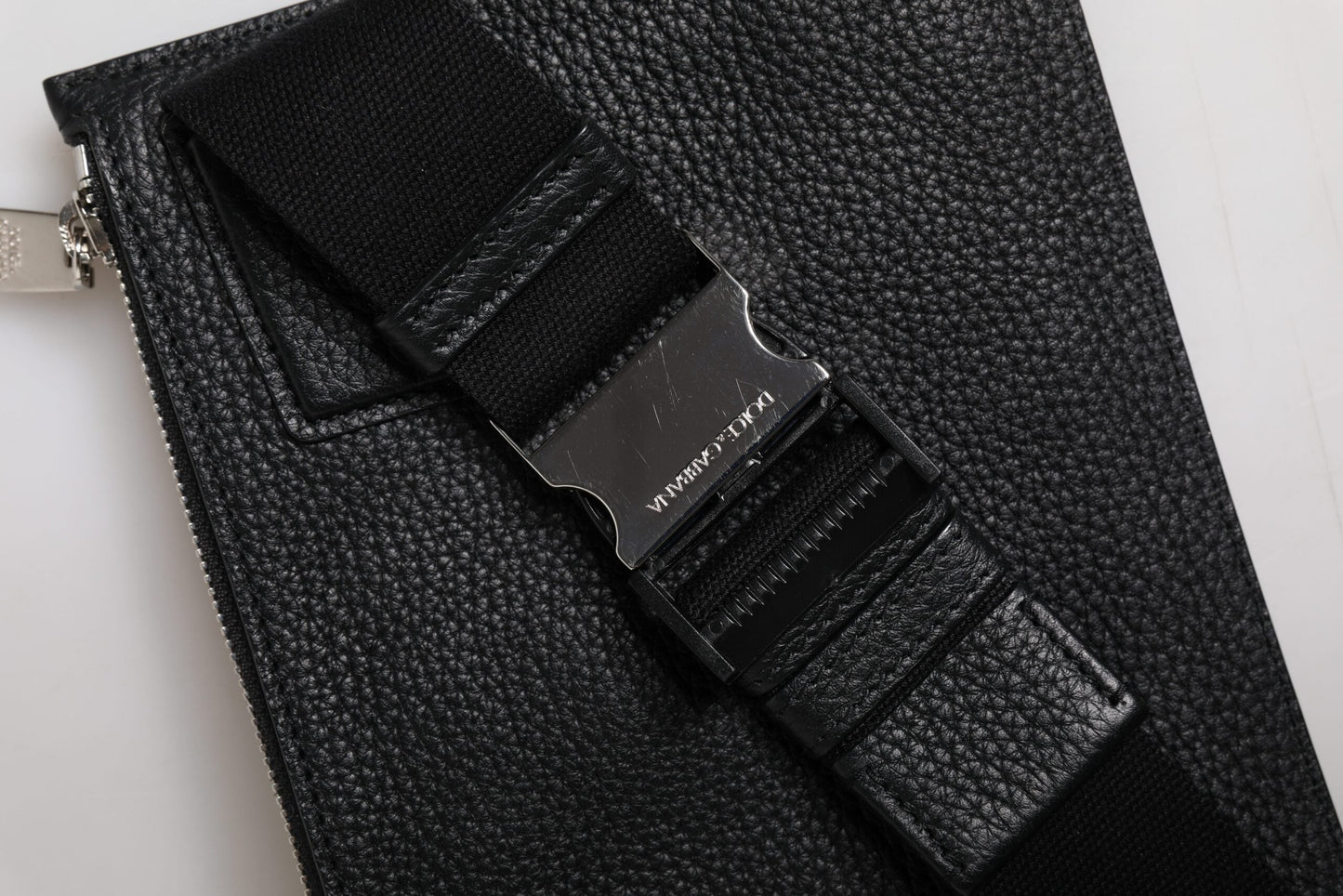 Dolce & Gabbana Black Leather Logo Embossed Waist Fanny Pack Bag