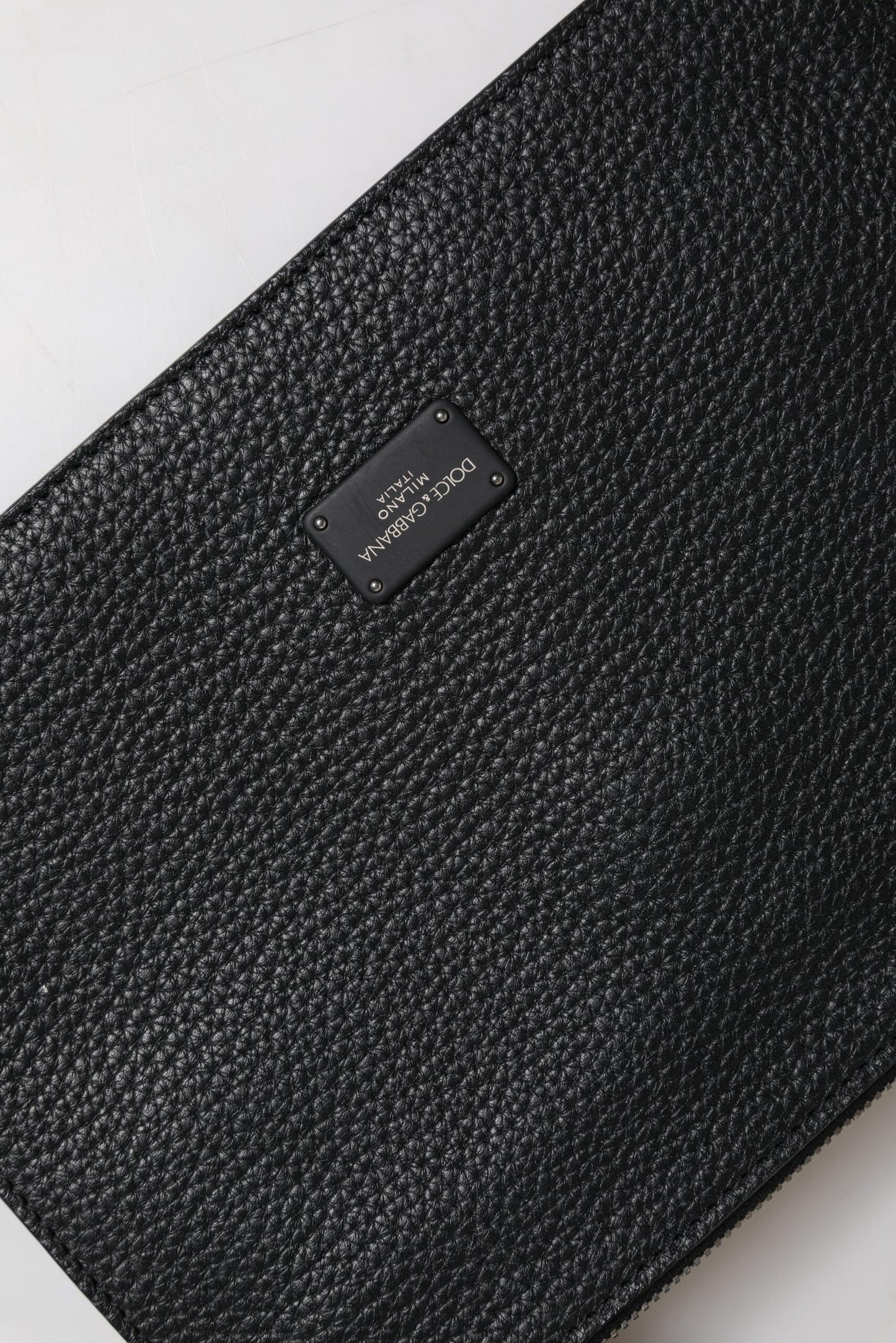 Dolce & Gabbana Black Leather Logo Embossed Waist Fanny Pack Bag