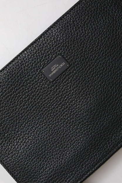 Dolce & Gabbana Black Leather Logo Embossed Waist Fanny Pack Bag