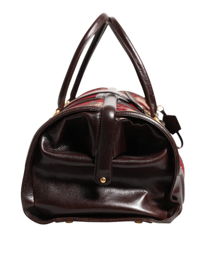 Dolce & Gabbana Multicolor Leather Jacquard Velvet Travel Duffle Bag