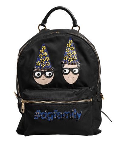 Dolce & Gabbana Black Nylon #DGFAMILY VULCANO Embellished Backpack Bag