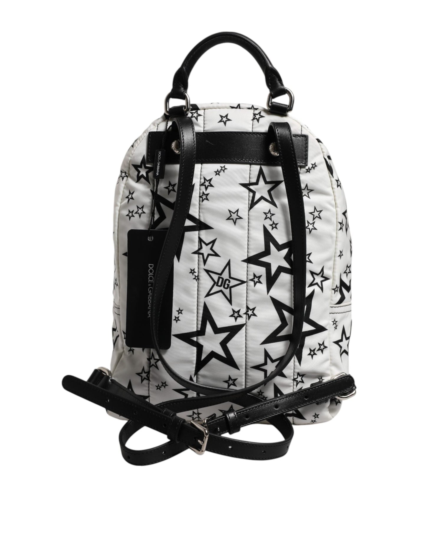 Dolce & Gabbana White DG Stars Print Nylon Travel Backpack Bag