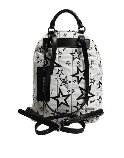 Dolce & Gabbana White DG Stars Print Nylon Travel Backpack Bag