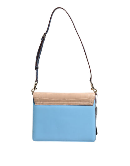 Dolce & Gabbana Blue Beige Exotic Leather LUCIA Crossbody Bag
