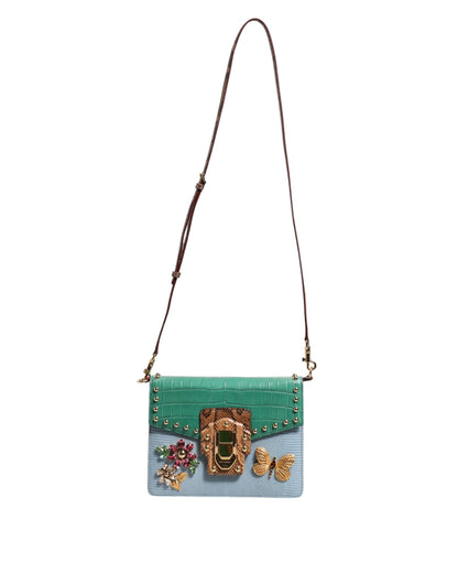 Dolce & Gabbana Blue Green LUCIA Embellished Crossbody Bag