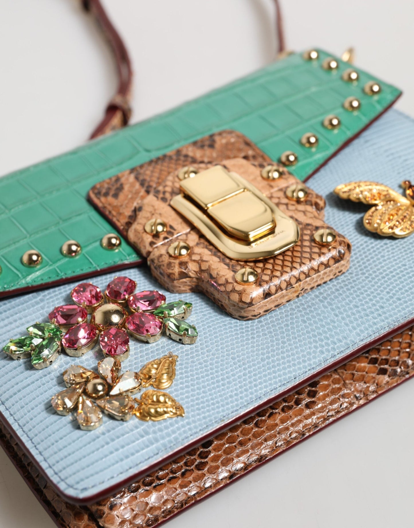 Dolce & Gabbana Blue Green LUCIA Embellished Crossbody Bag