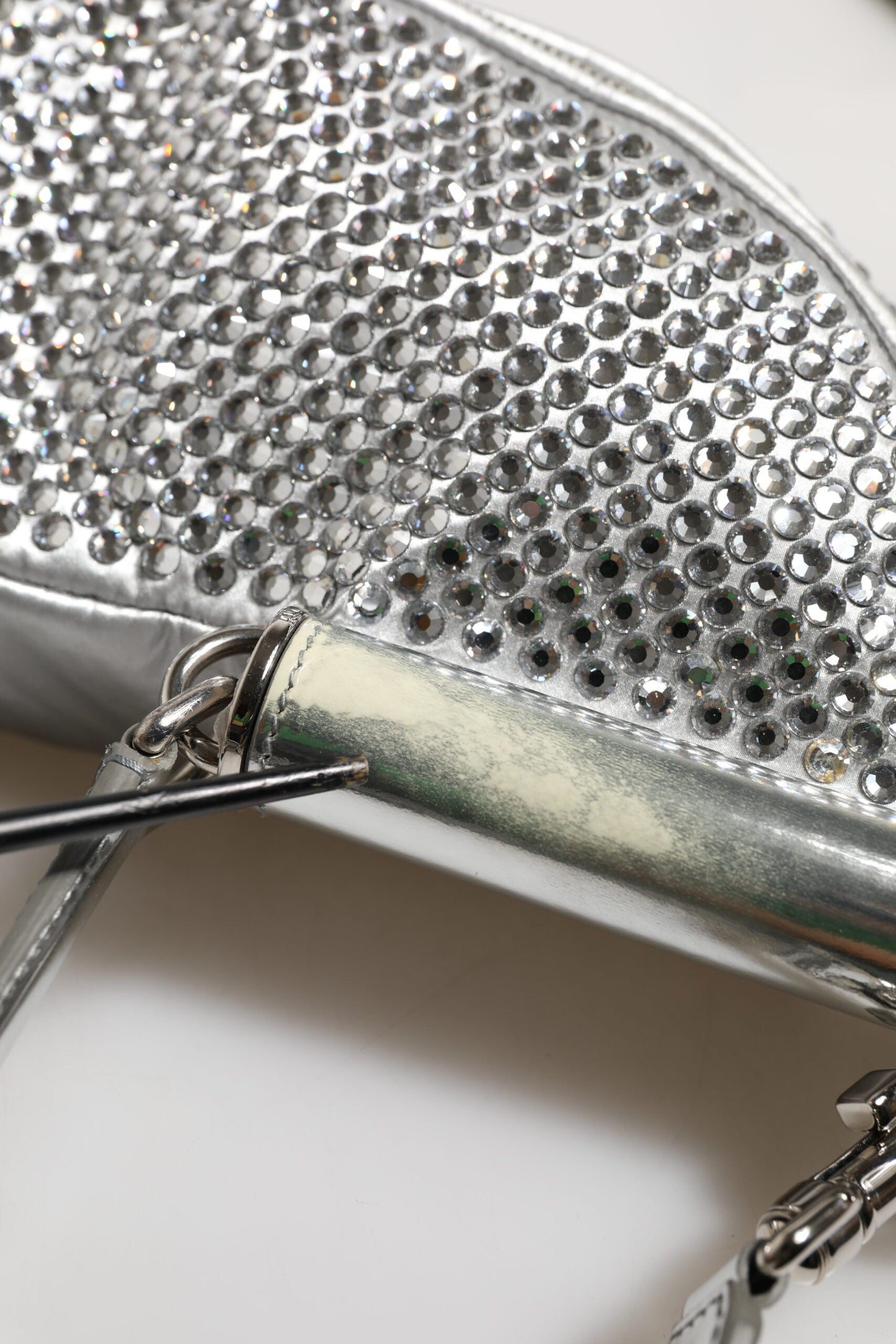 Dolce & Gabbana Silver Crystal-Embellished Belt Strap Bag