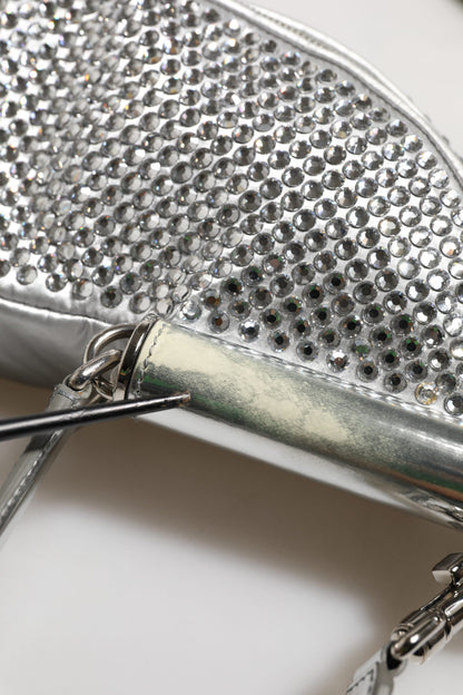 Dolce & Gabbana Silver Crystal-Embellished Belt Strap Bag